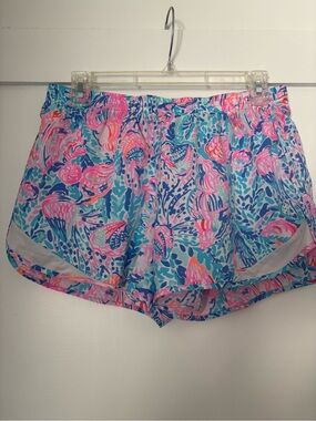 Lilly Pulitzer Tropical Floral Athletic Shorts - Pink & Teal & Blue size small